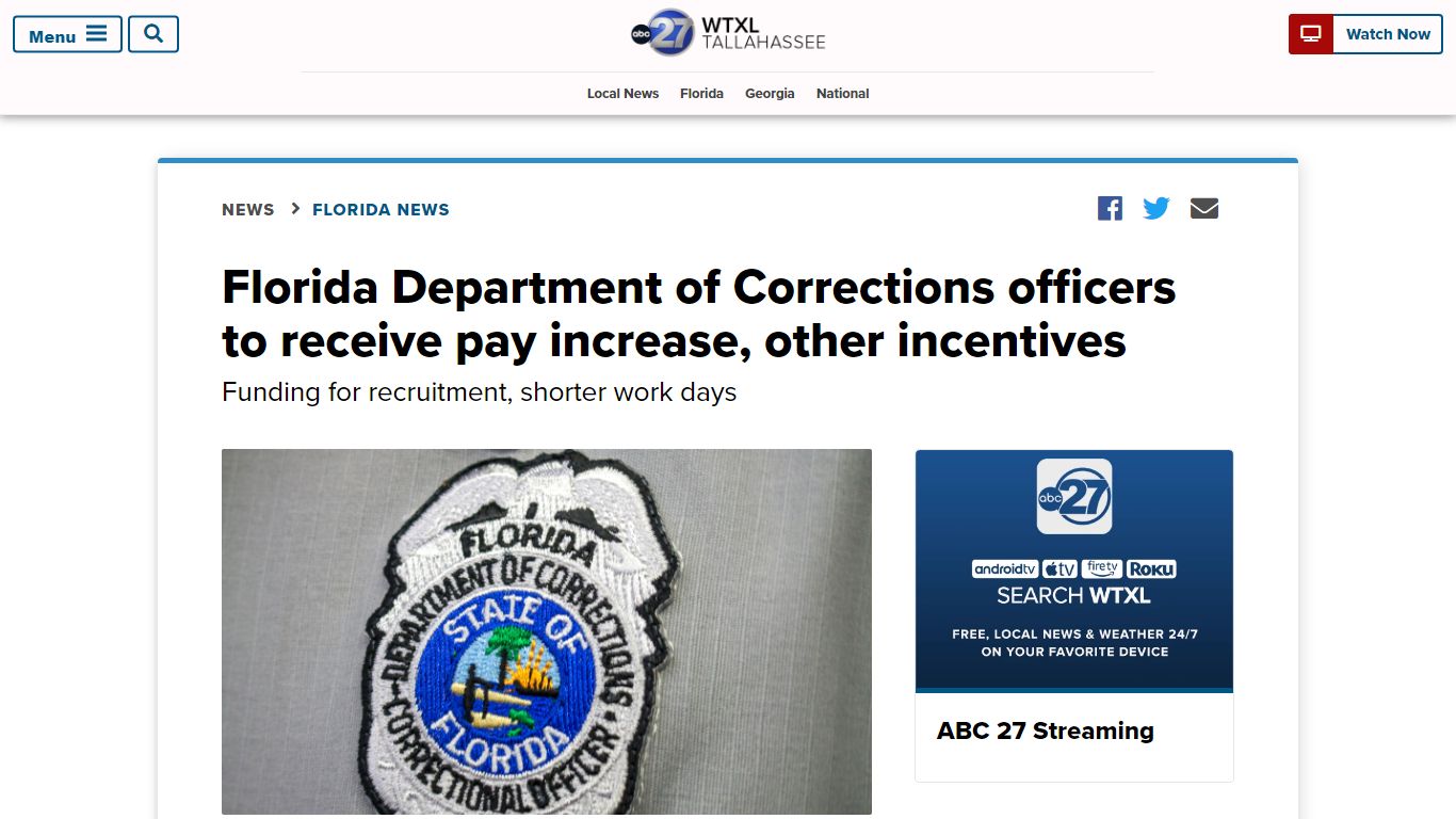 Florida Department of Corrections officers to receive pay ... - WTXL